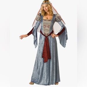 Elegant Blue and Red Renaissance Costume